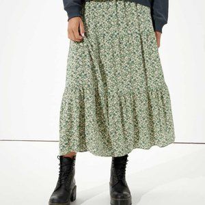 Green Floral Maxi Skirt NWOT